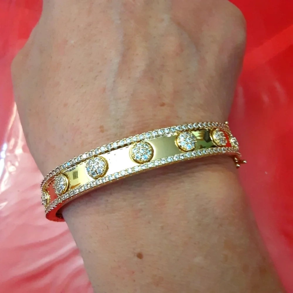 Stainless steel bangle 18kt gold plated - Picture 2 of 9